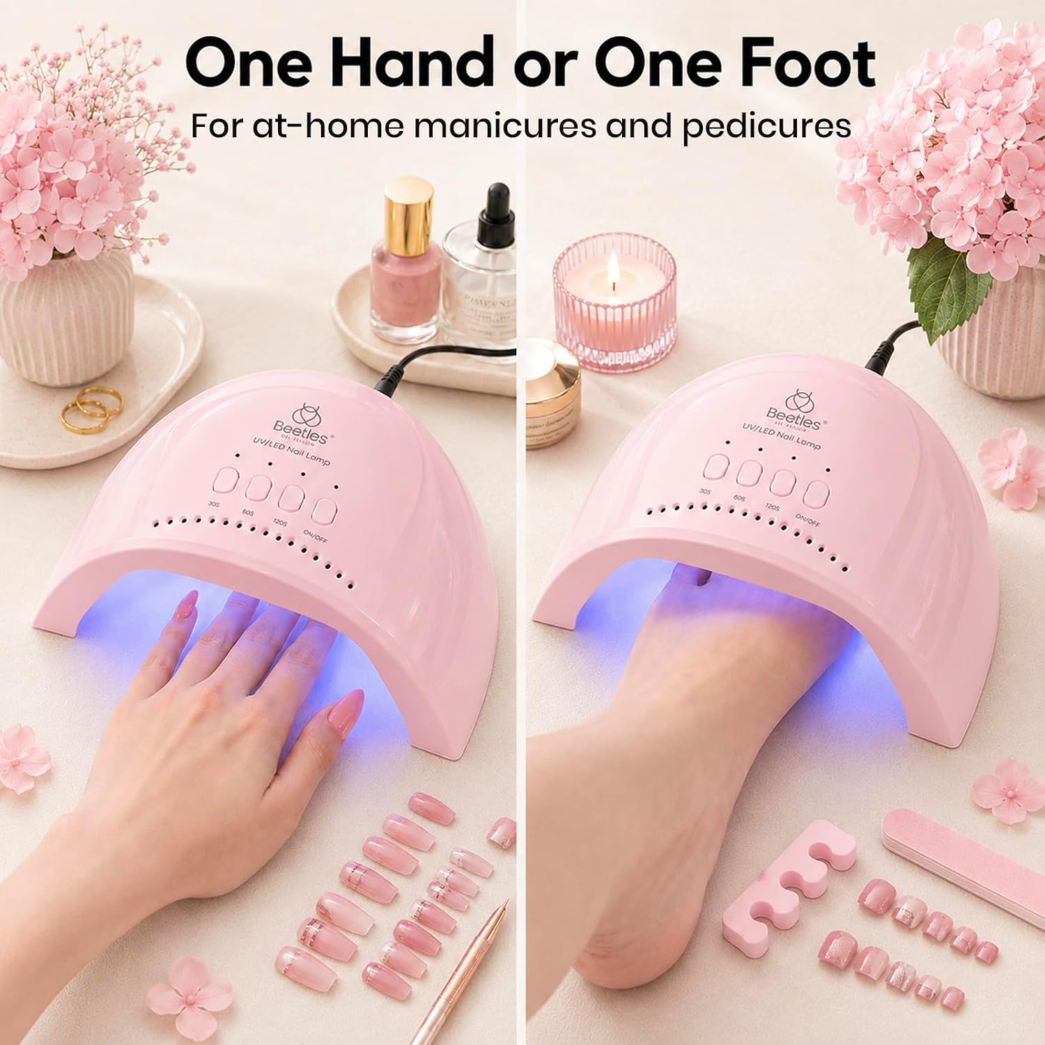 Pink compact UV/LED nail lamp with 30 LEDs and built-in sensor - 2