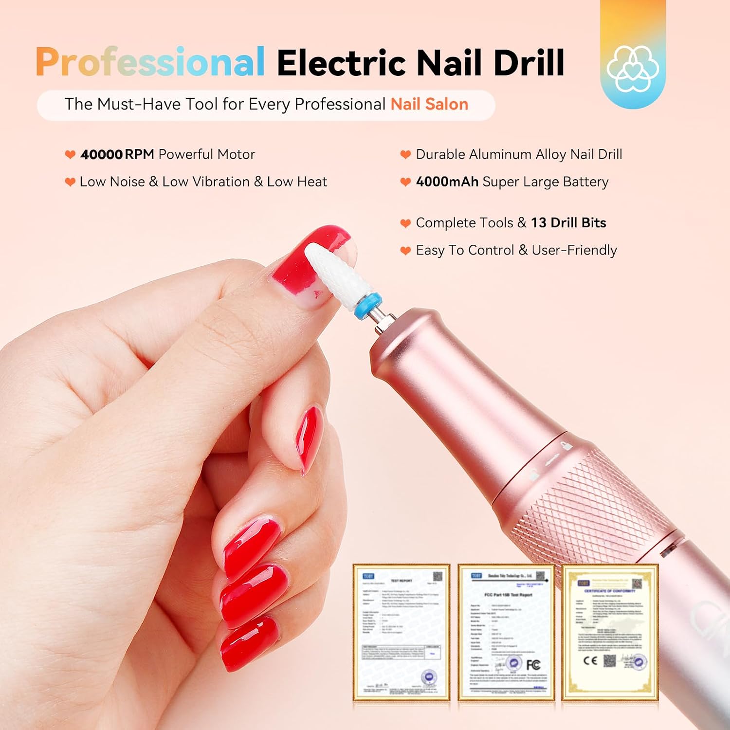 SAVILAND aluminum alloy 40000 RPM portable electric nail drill with file and buffer - 4