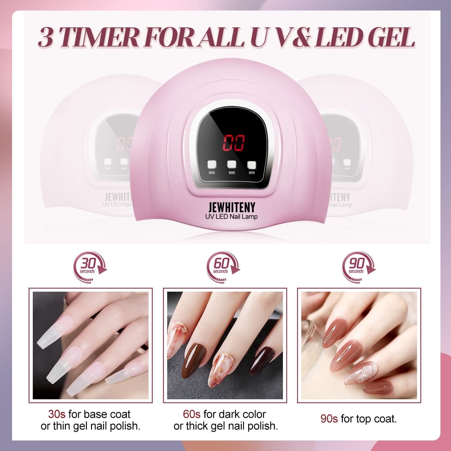 JEWHITENY 54W UV LED nail lamp with LCD display and wide curing space - 2