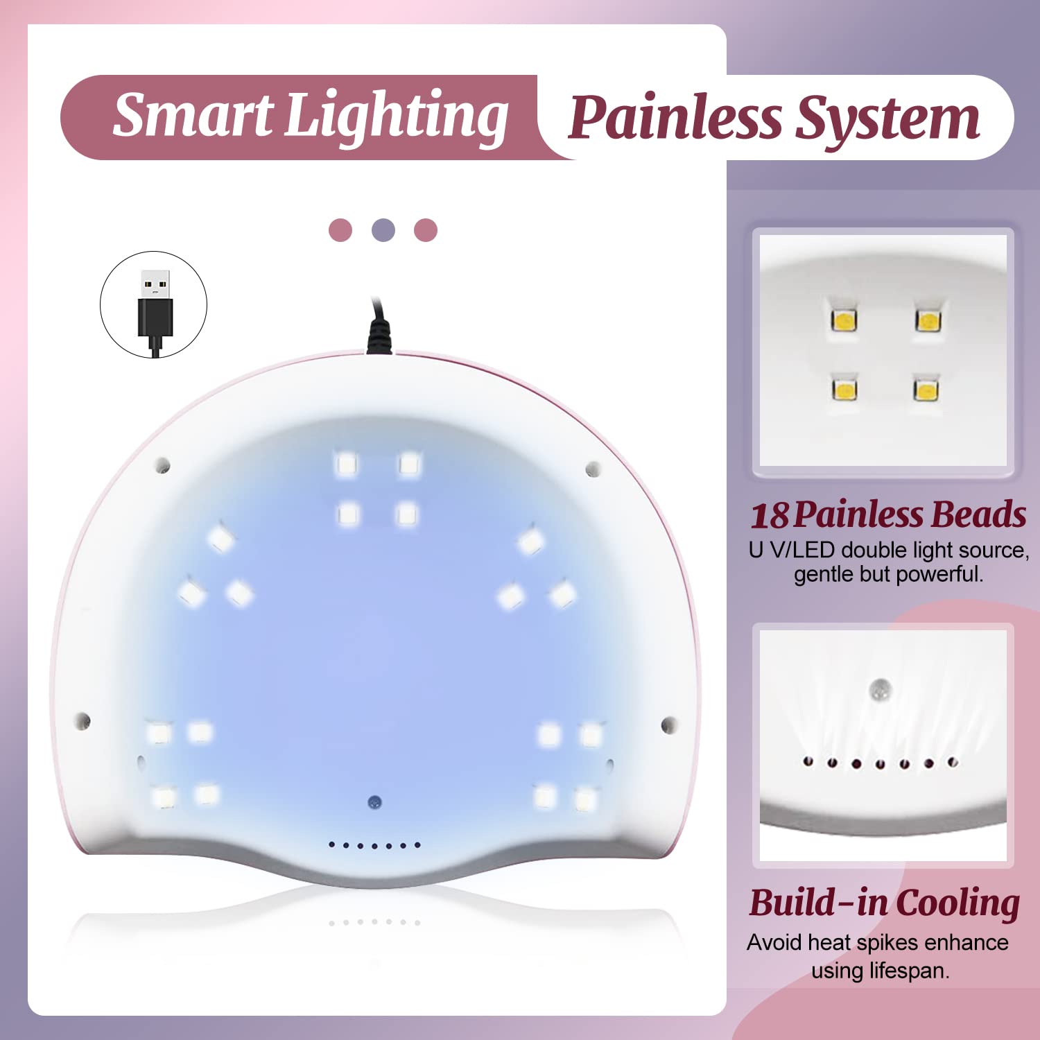 JEWHITENY 54W UV LED nail lamp with LCD display and wide curing space - 3