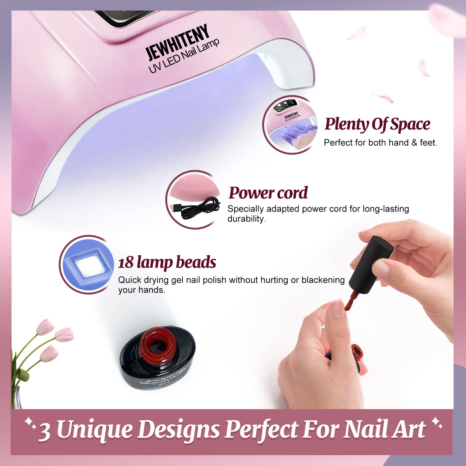 JEWHITENY 54W UV LED nail lamp with LCD display and wide curing space - 4