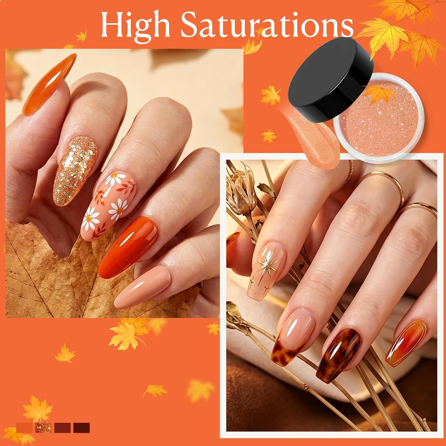 AZUREBEAUTY fall dip powder nail kit with four autumn powders and liquids - 2