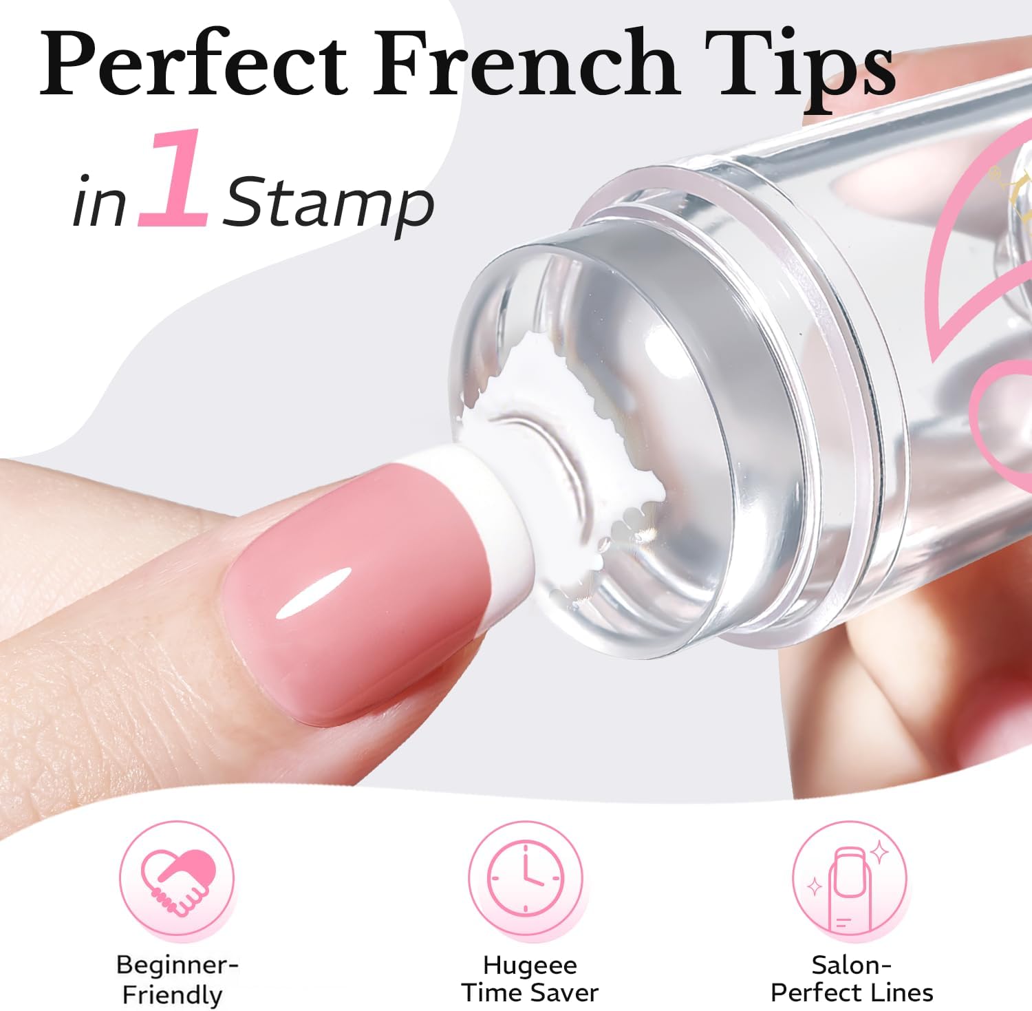 AZUREBEAUTY silicone French tip nail stamper kit with replacement heads and scraper - 2