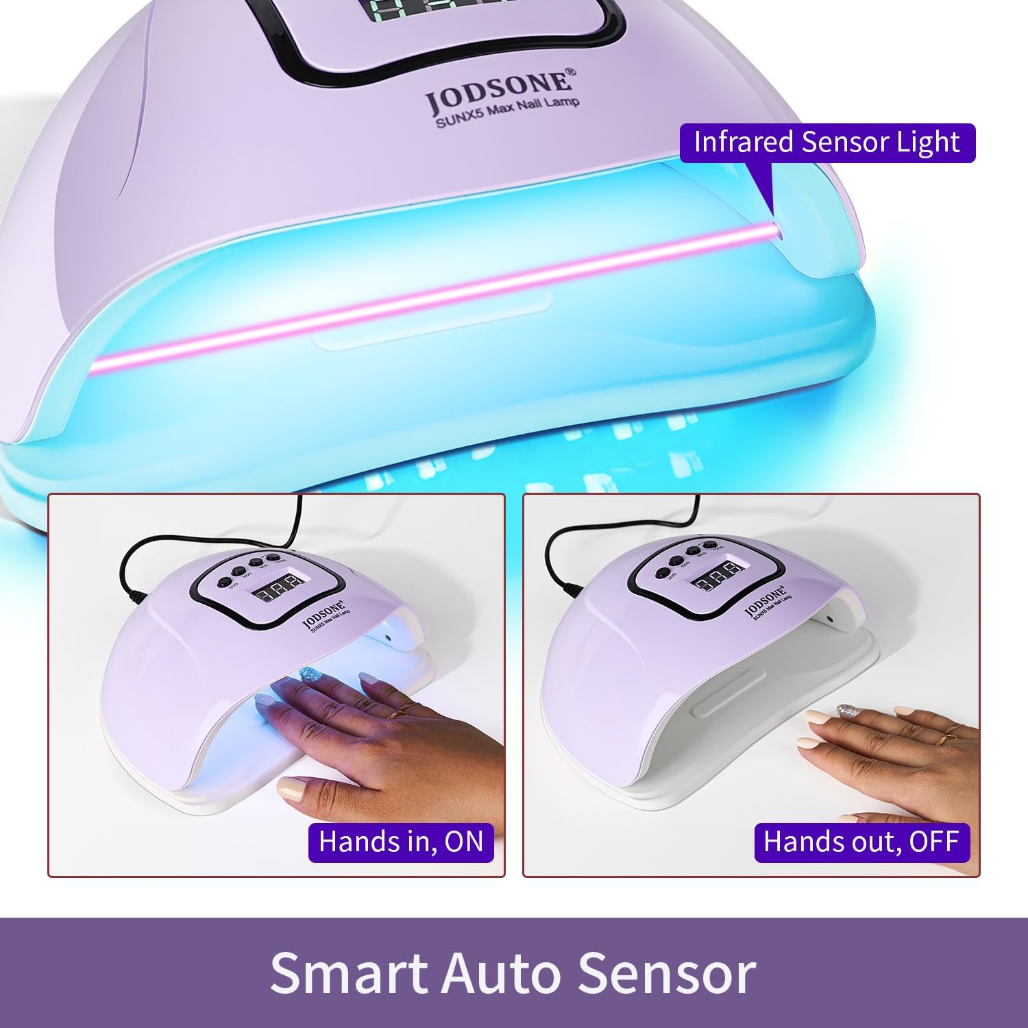JODSONE purple UV LED nail lamp with LCD and automatic sensor - 3