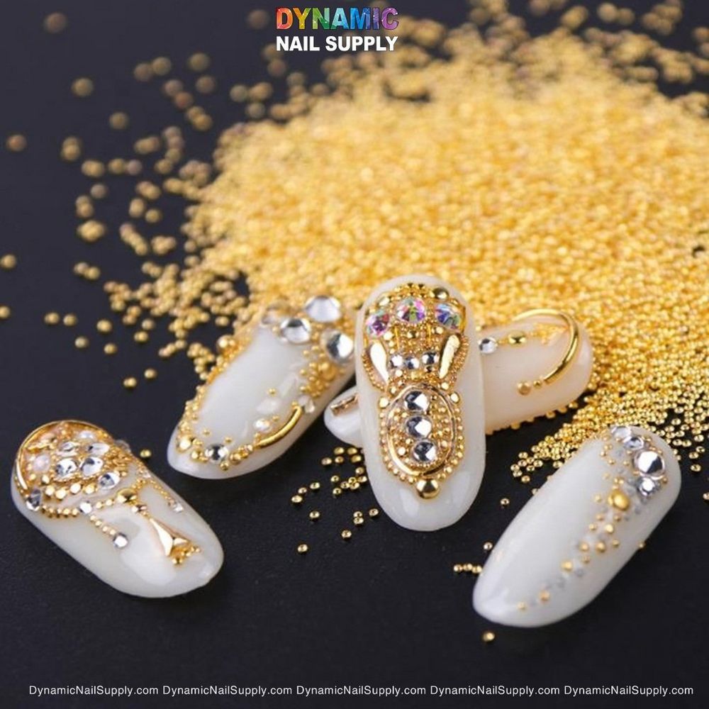 gold and silver mini nail beads pack - 2