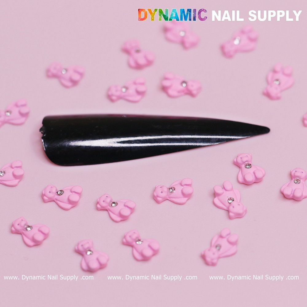 pink teddy bear nail charms pack - 2
