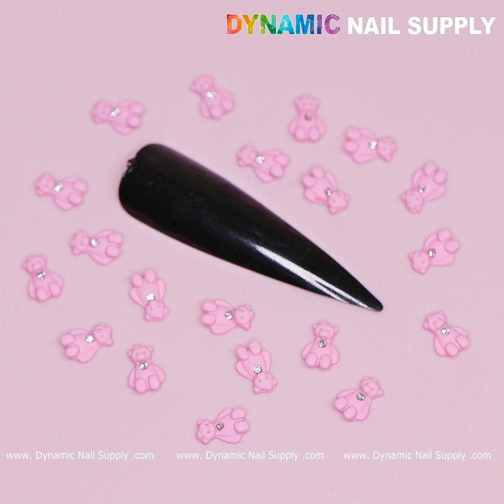 pink teddy bear nail charms pack - 4