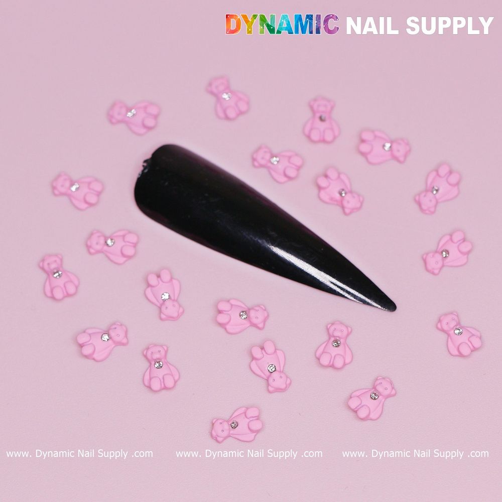 pink teddy bear nail charms pack - 5