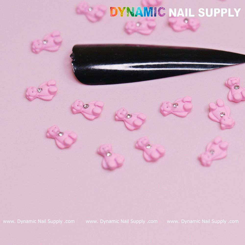 pink teddy bear nail charms pack - 7