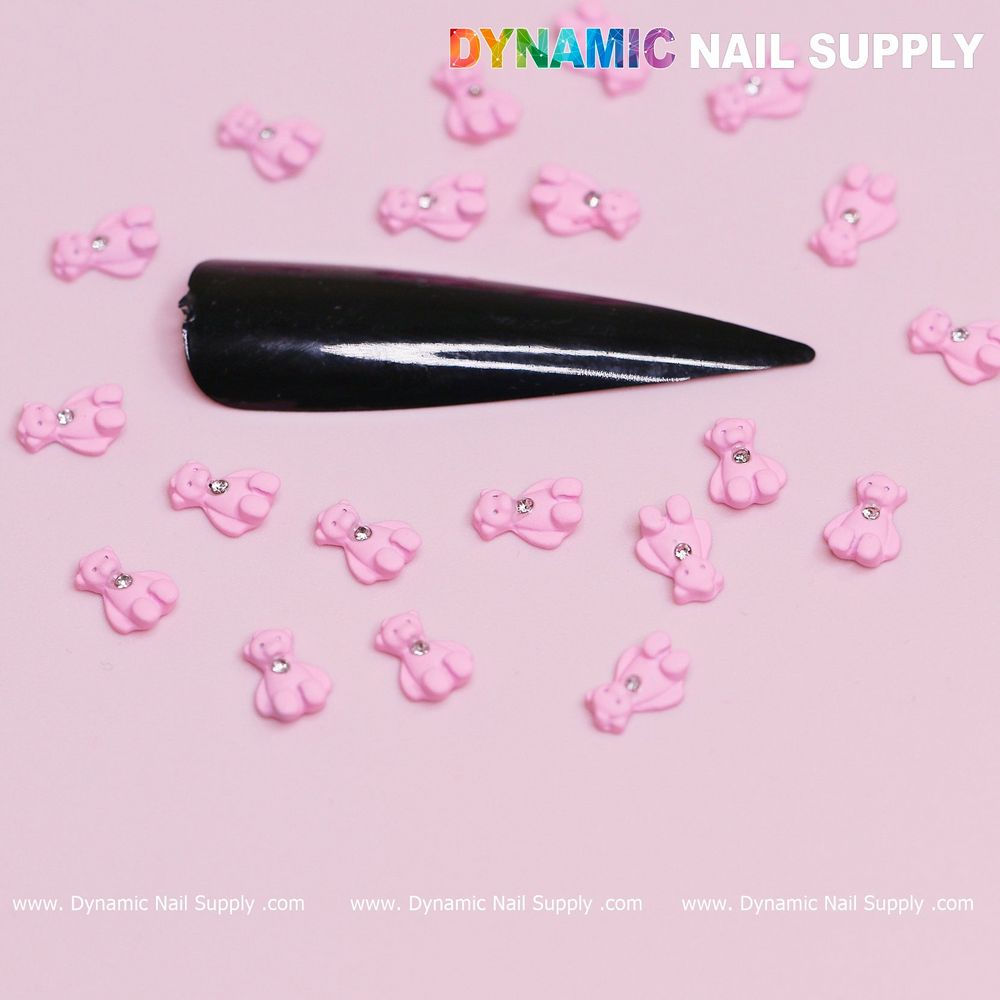 pink teddy bear nail charms pack - 9
