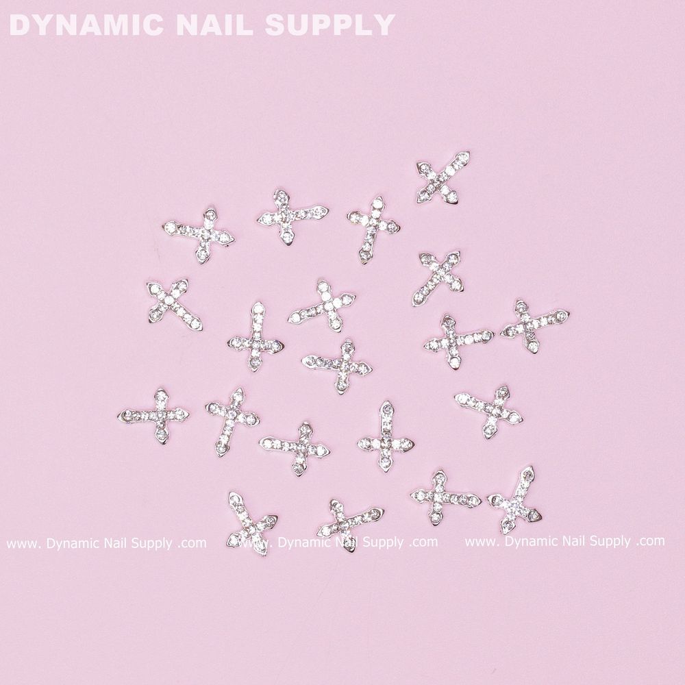 small platinum silver cross charms - 2