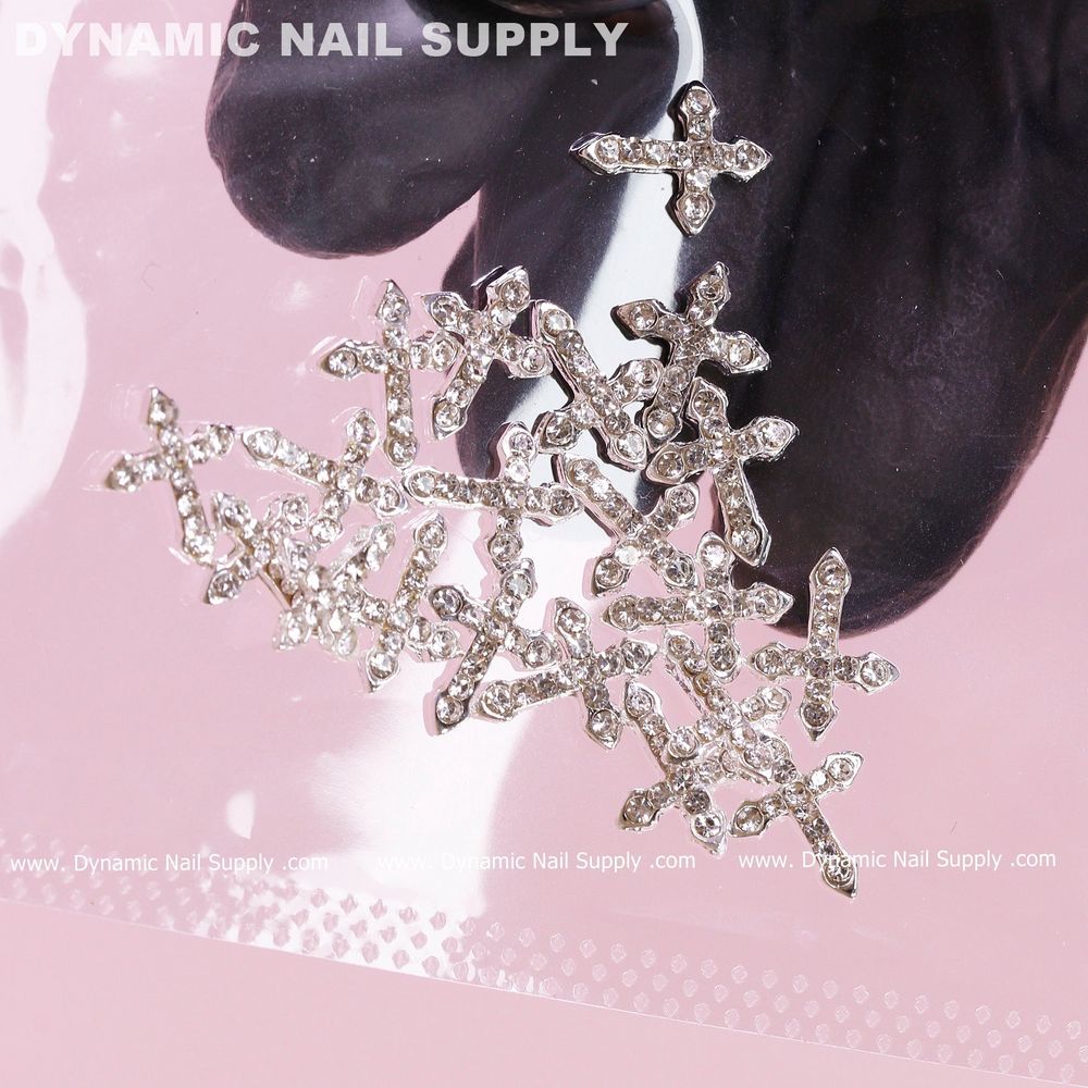small platinum silver cross charms - 3