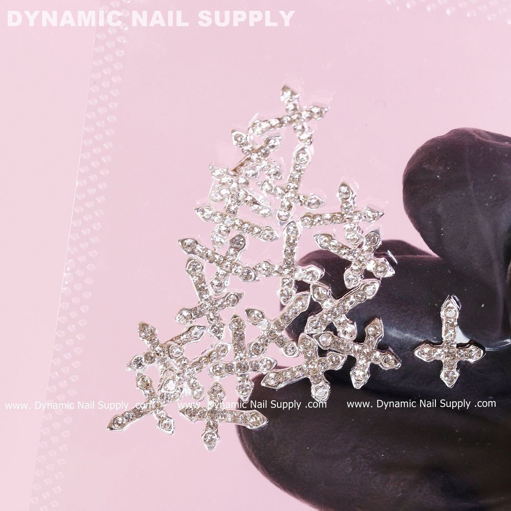 small platinum silver cross charms - 8