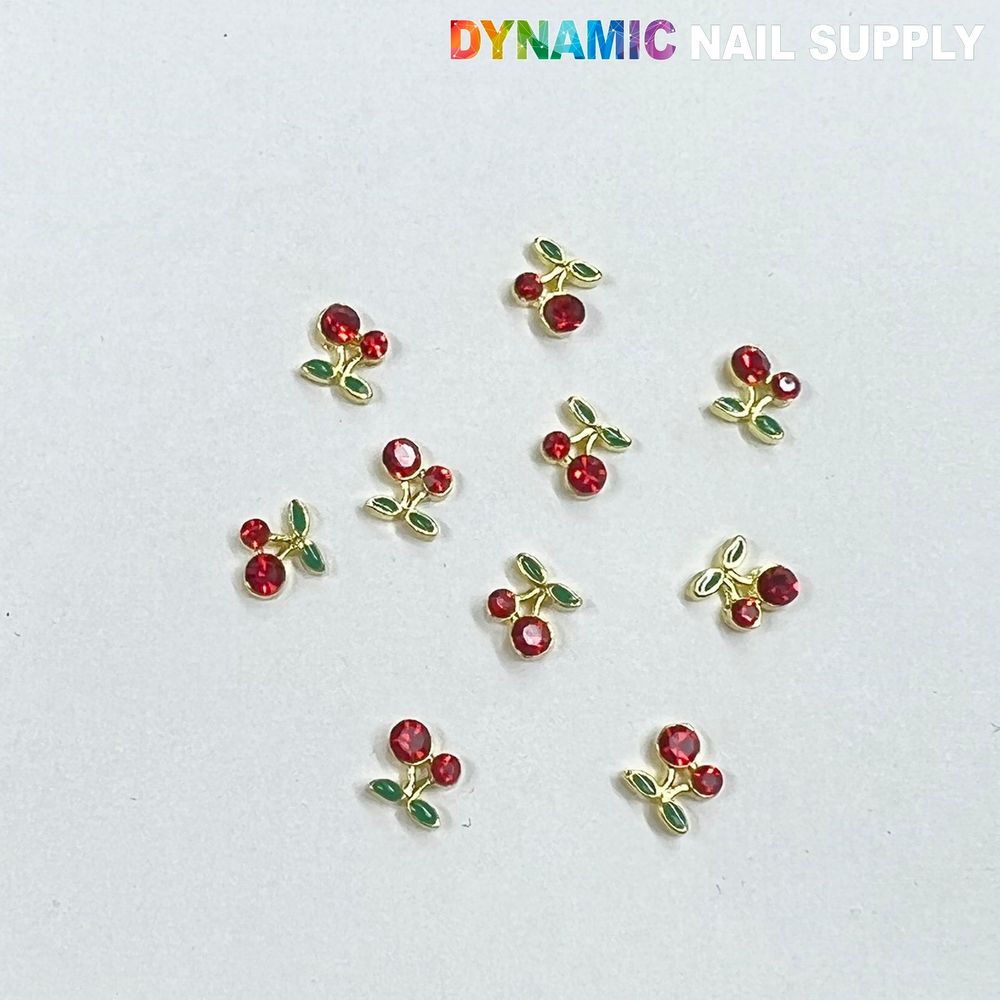 small red cherry nail charms pack - 2