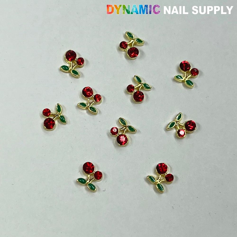 small red cherry nail charms pack - 3