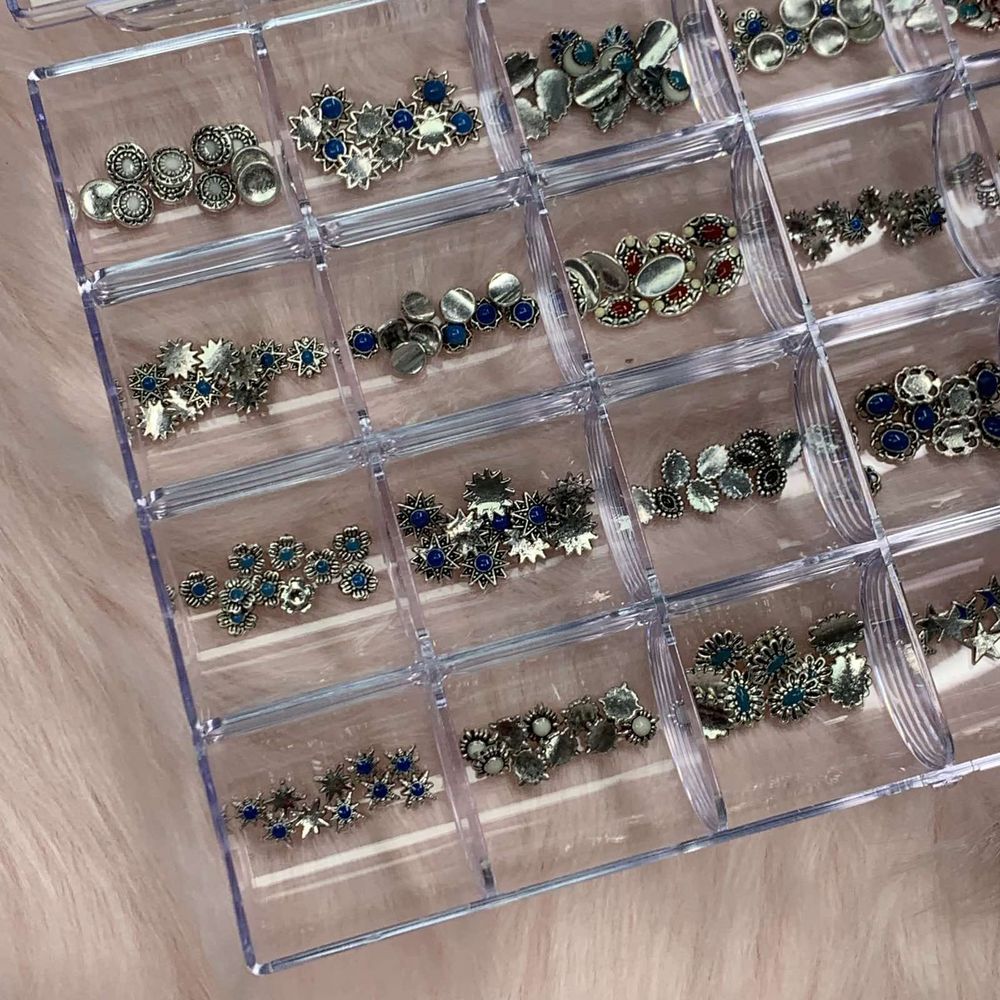 240-piece silver vintage nail charms set - 5
