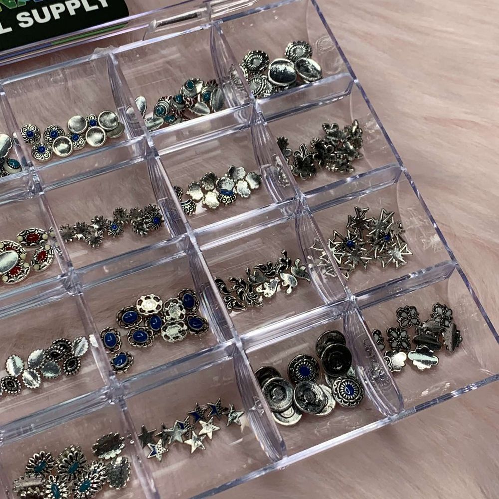 240-piece silver vintage nail charms set - 7