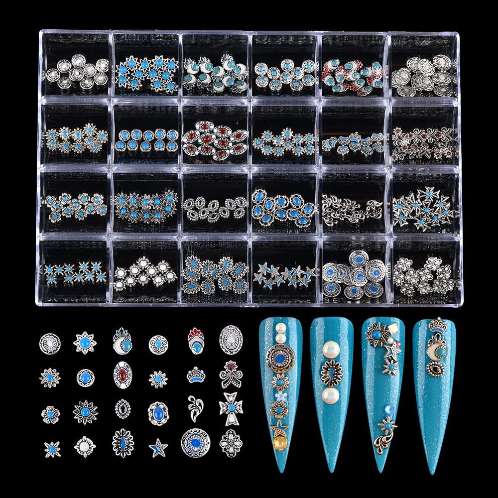 240-piece silver vintage nail charms set - 9